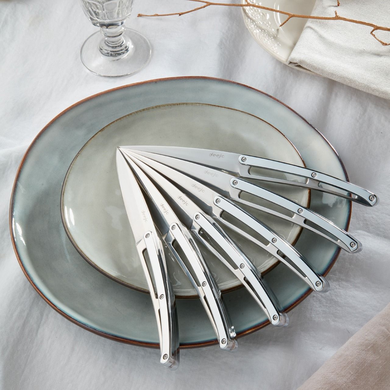 Set de 6 couteaux de table miroir olivier - Deejo - Ocarat