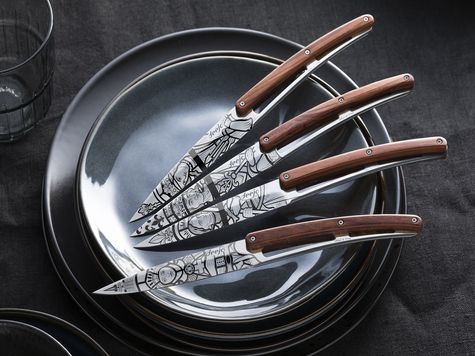 6 Deejo steak knives, Coral wood / Mikael de Poissy - History of France