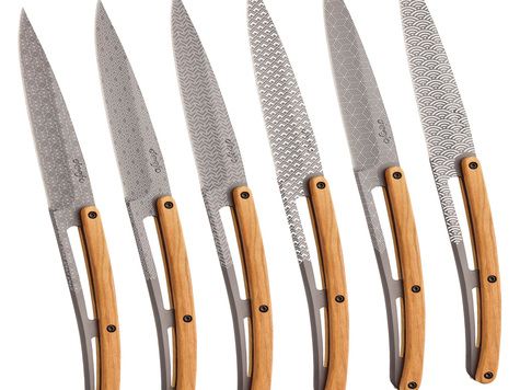 Set de 6 Deejo de table  titane / olivier / géométrie