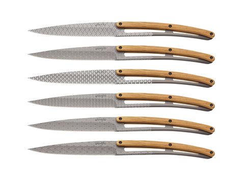 Set de 6 Deejo de table  titane / olivier / géométrie