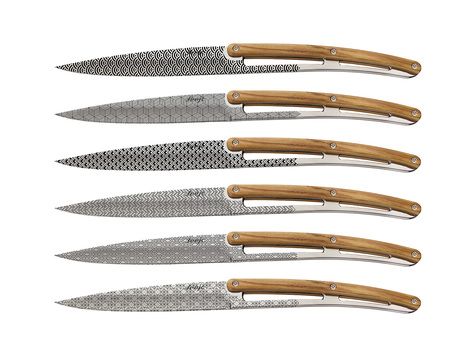 Set de 6 Deejo de table  miroir / olivier / géométrie