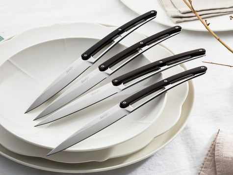 6 Deejo de table Prestige Serrated, Ebène