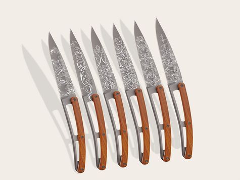6 Deejo de Table, Bois Corail / Grand Siècle